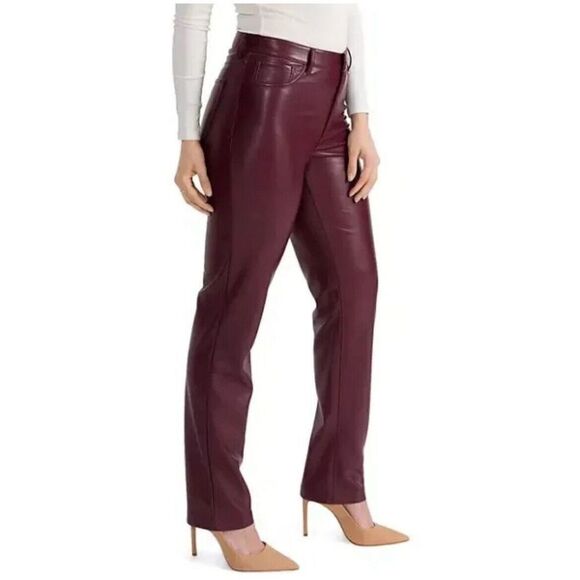 Joie Limited Edition Vegan Leather Pants Ladies Size 4 Stretch Burgundy‎ $148 - Picture 1 of 5